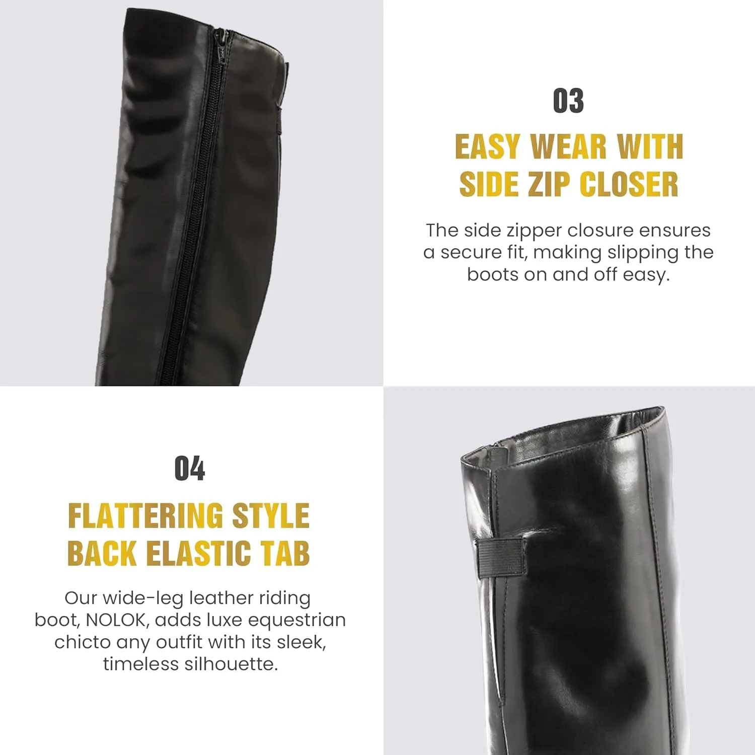 JATAREA Women's Leather Knee-High Boots - Stylish Block Heel - Comfortable Bootie for Females - Cushioned Insole for Comfort - Durable and Versatile Design