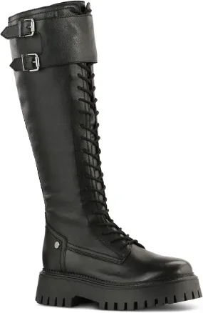 JATAREA Women's Leather Knee-High Boots - Stylish Block Heel - Comfortable Bootie for Females - Cushioned Insole for Comfort - Durable and Versatile Design