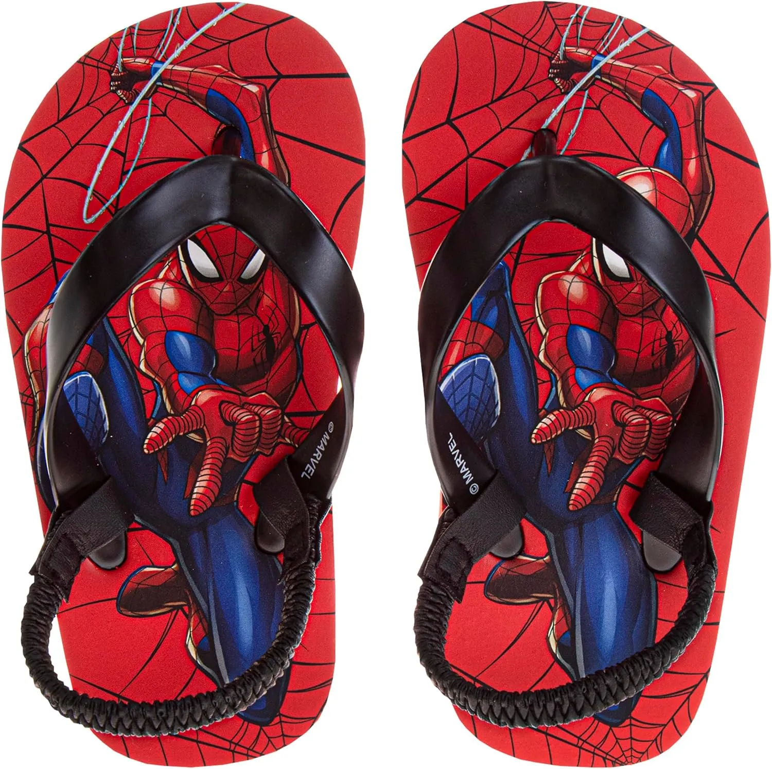 Josmo SpiderMan Flip Flop Sandal Water Shoes - Beach Slides SlipOn Quick Dry Thong FlipFlops Sandals for Boys (5-10 Toddlers 11-12 Little Kids)