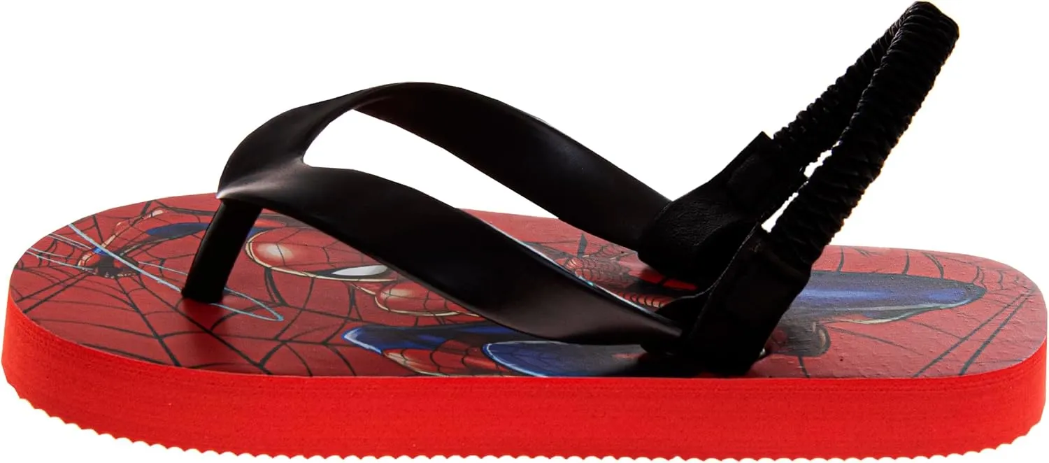 Josmo SpiderMan Flip Flop Sandal Water Shoes - Beach Slides SlipOn Quick Dry Thong FlipFlops Sandals for Boys (5-10 Toddlers 11-12 Little Kids)