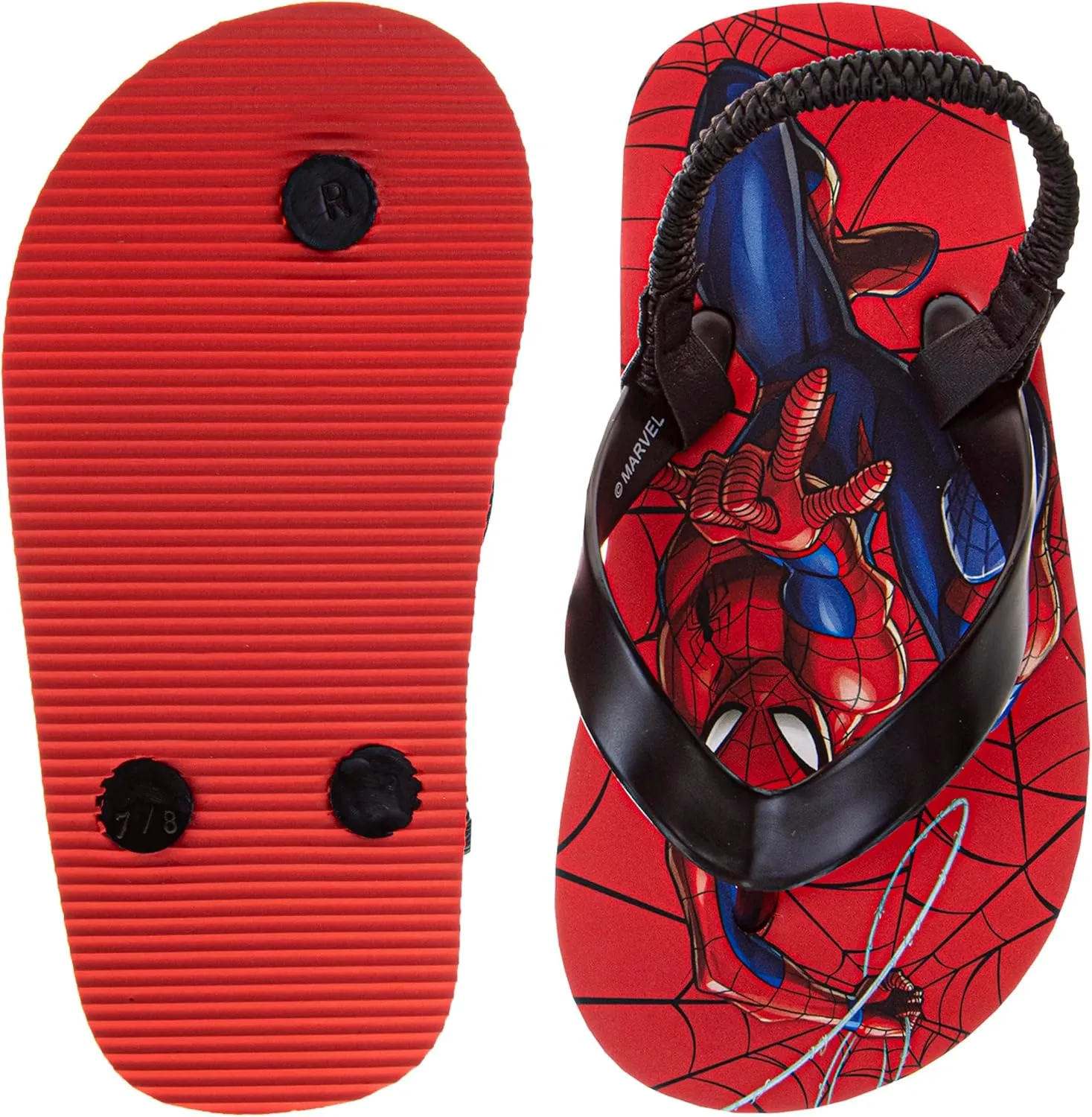Josmo SpiderMan Flip Flop Sandal Water Shoes - Beach Slides SlipOn Quick Dry Thong FlipFlops Sandals for Boys (5-10 Toddlers 11-12 Little Kids)