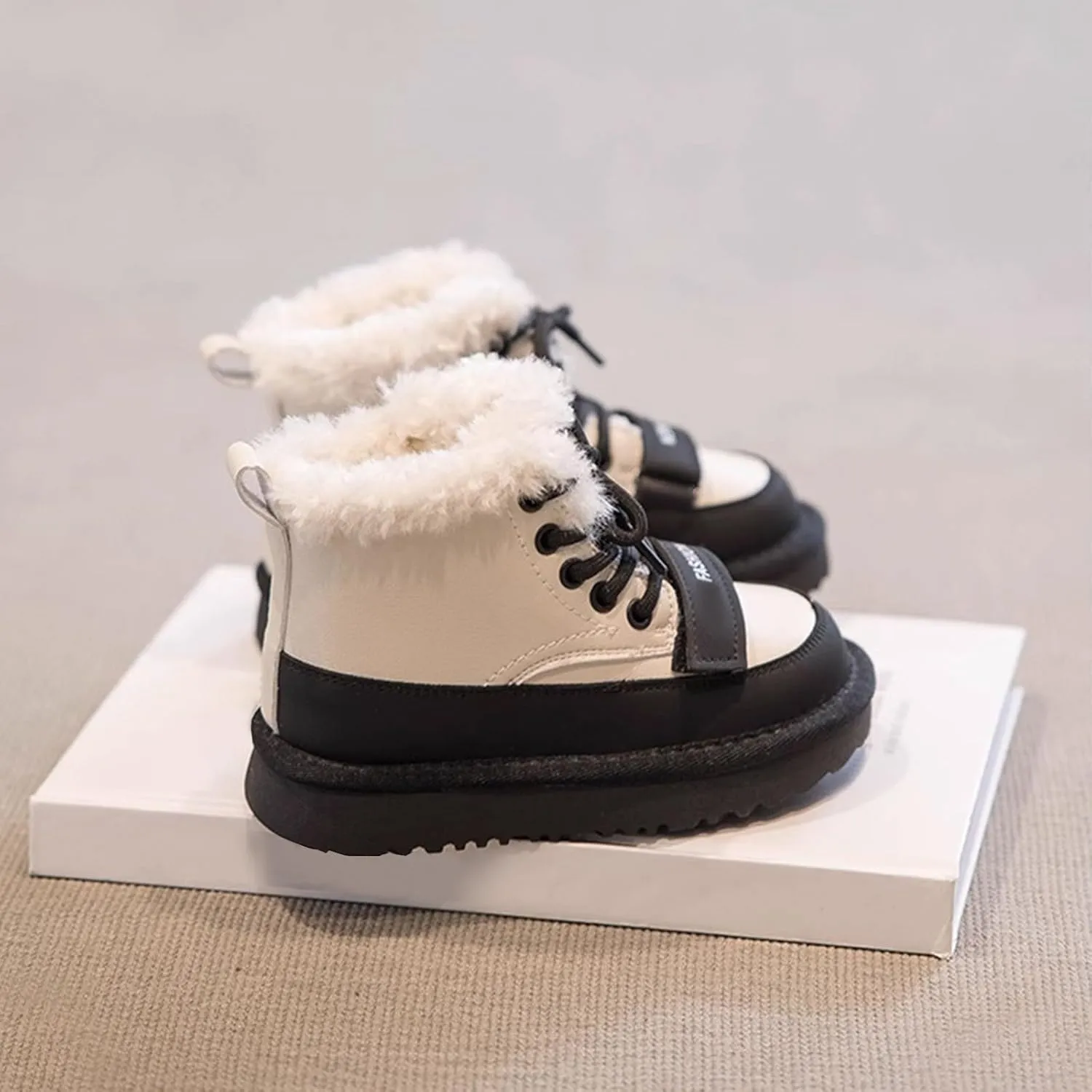 Kids Girls Fleece Winter Ankle Boots Lace-up Cute Soft Rubber Bottom Vintage Plush Warm 6 Toddler Girls Boots