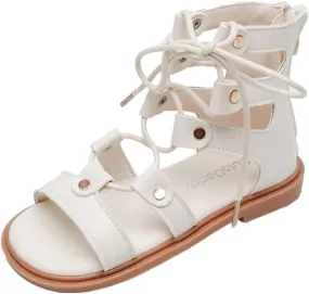 Kids Girls Sandals Zipper Design Casual Adjustable Rope Straps Light Weight Summer Little Child/Big Girls
