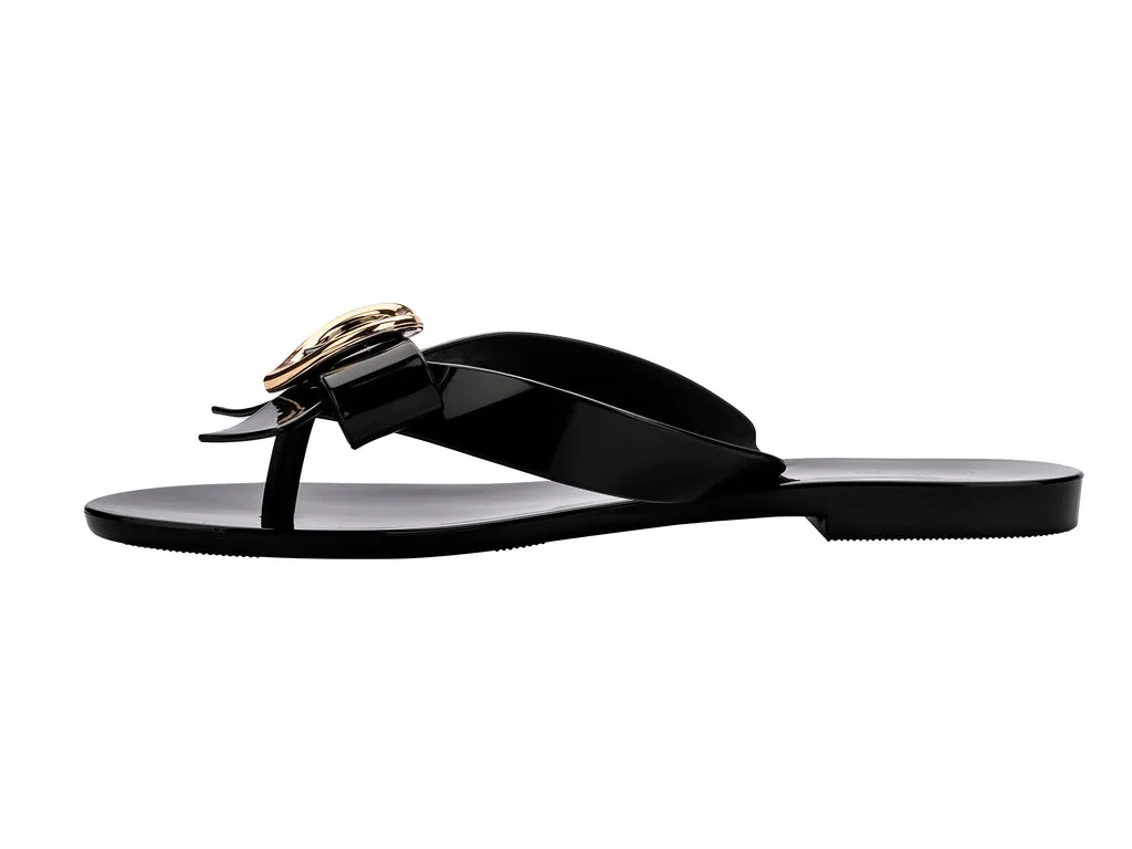 Melissa Harmonic Hot AD Heart Design Black Flat FlipFlops For Women