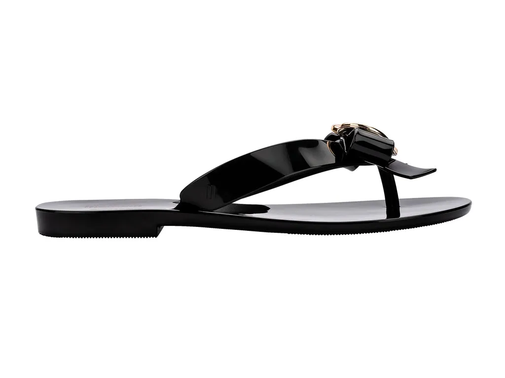 Melissa Harmonic Hot AD Heart Design Black Flat FlipFlops For Women