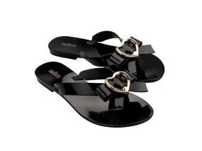 Melissa Harmonic Hot AD Heart Design Black Flat FlipFlops For Women