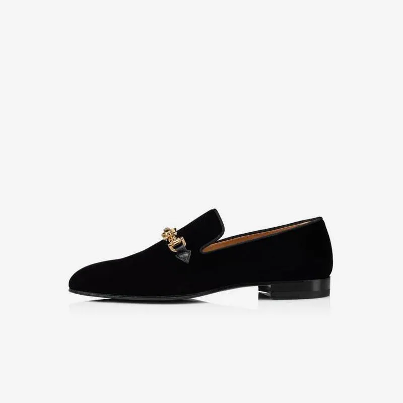 Men's Black Loafers Suede Leather