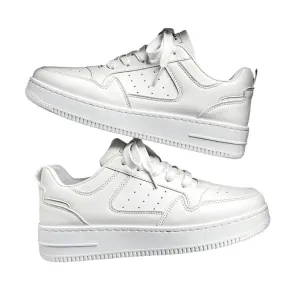 Men’s Fashion White Sneakers | Lace-Up Skateboard Shoes with Thick Sole | Versatile Vulcanized Footwear