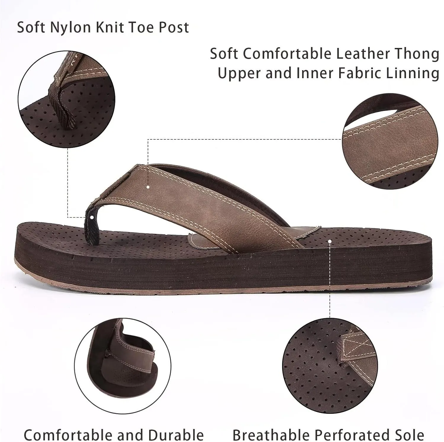 Mens Flip Flops, Comfy Flipflops for Men with Arch Support,Waterproof Pool & Beach Essential Summer Sandals, Comfort Casual Thong Sandals with Soft Upper