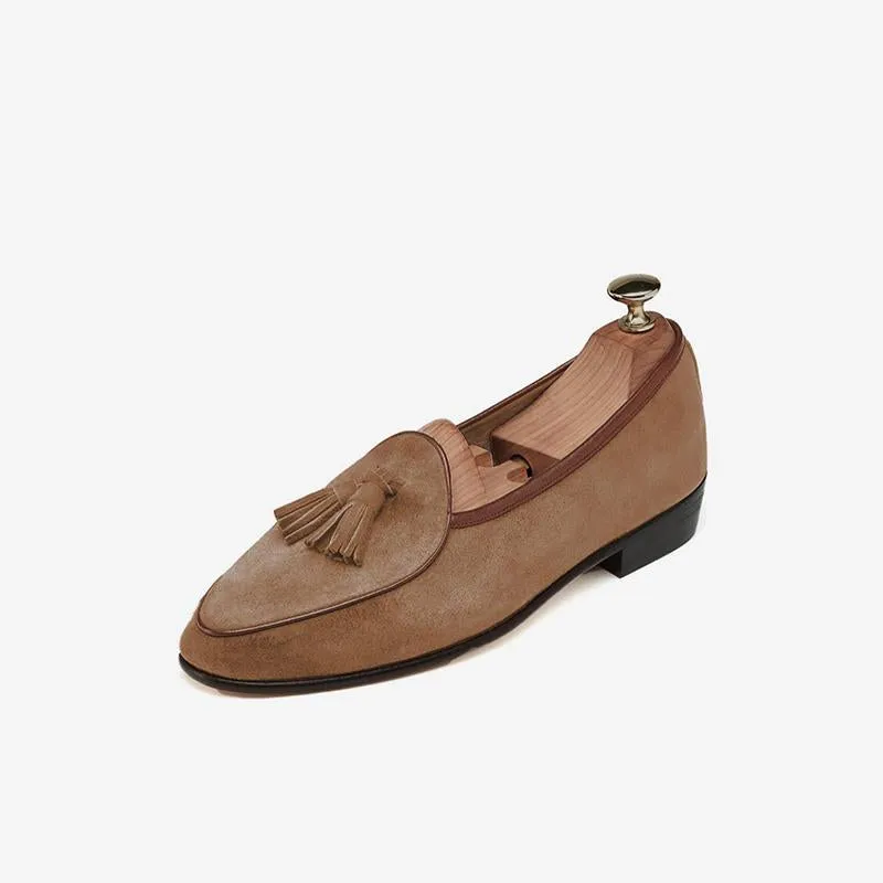 Mens Tassel Loafer Cowhide Slip-On