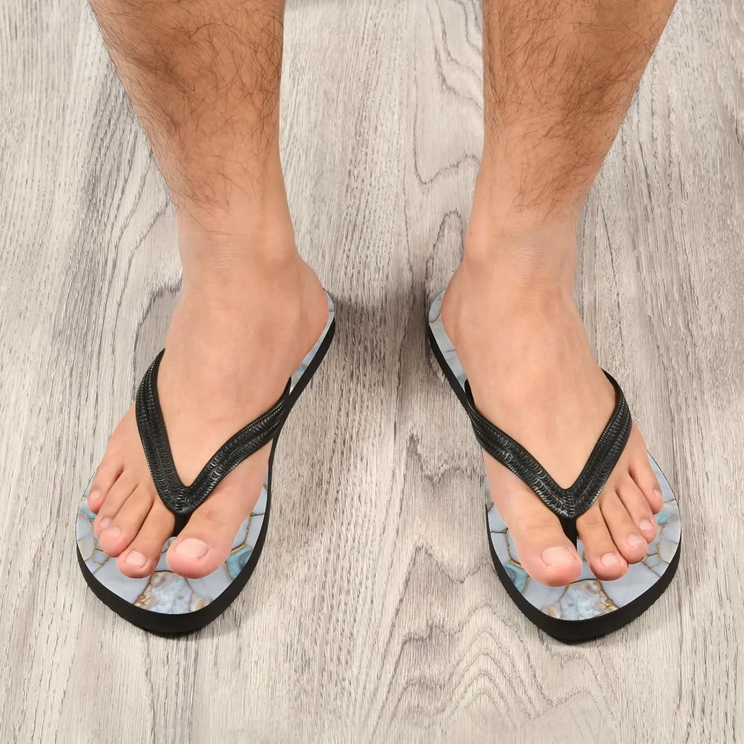 MNSRUU Flip Flops for Women Men Sea Starfish Shell Flip Flops Womens Slides Men Sandals Shower Slippers Summer Non-Slip Flipflops for Swim Beach Bathroom, XS