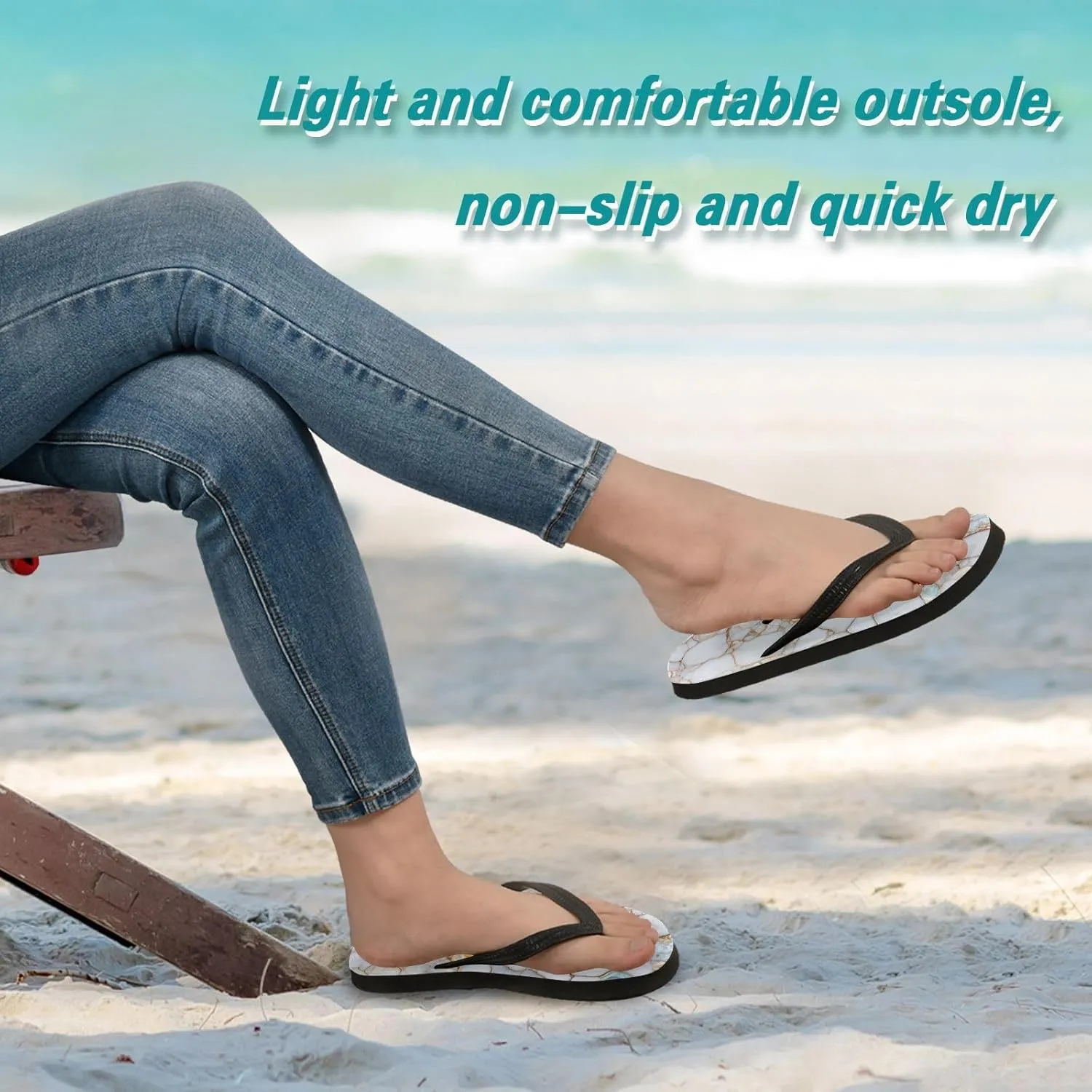 MNSRUU Flip Flops for Women Men Sea Starfish Shell Flip Flops Womens Slides Men Sandals Shower Slippers Summer Non-Slip Flipflops for Swim Beach Bathroom, XS