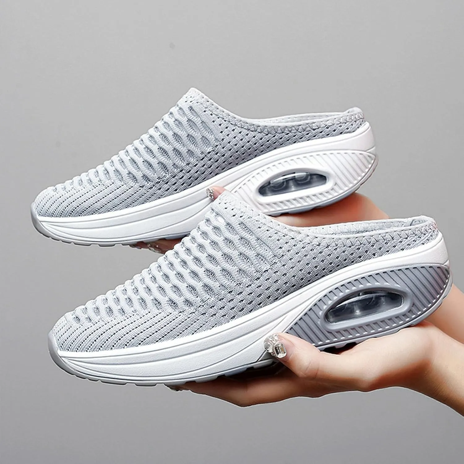 Mules Clogs for Women Comfortable Orthopedic Slip On Sneaker Sandals Womens Air Cushion Platform Mesh Mules Clogs Lightweight Walking Sliipers Slip On Indoor Outdoor
