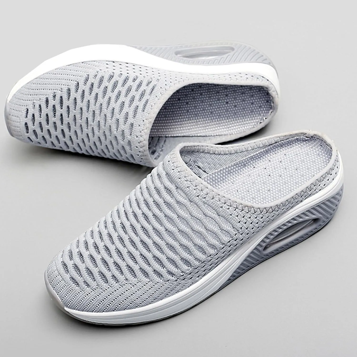 Mules Clogs for Women Comfortable Orthopedic Slip On Sneaker Sandals Womens Air Cushion Platform Mesh Mules Clogs Lightweight Walking Sliipers Slip On Indoor Outdoor