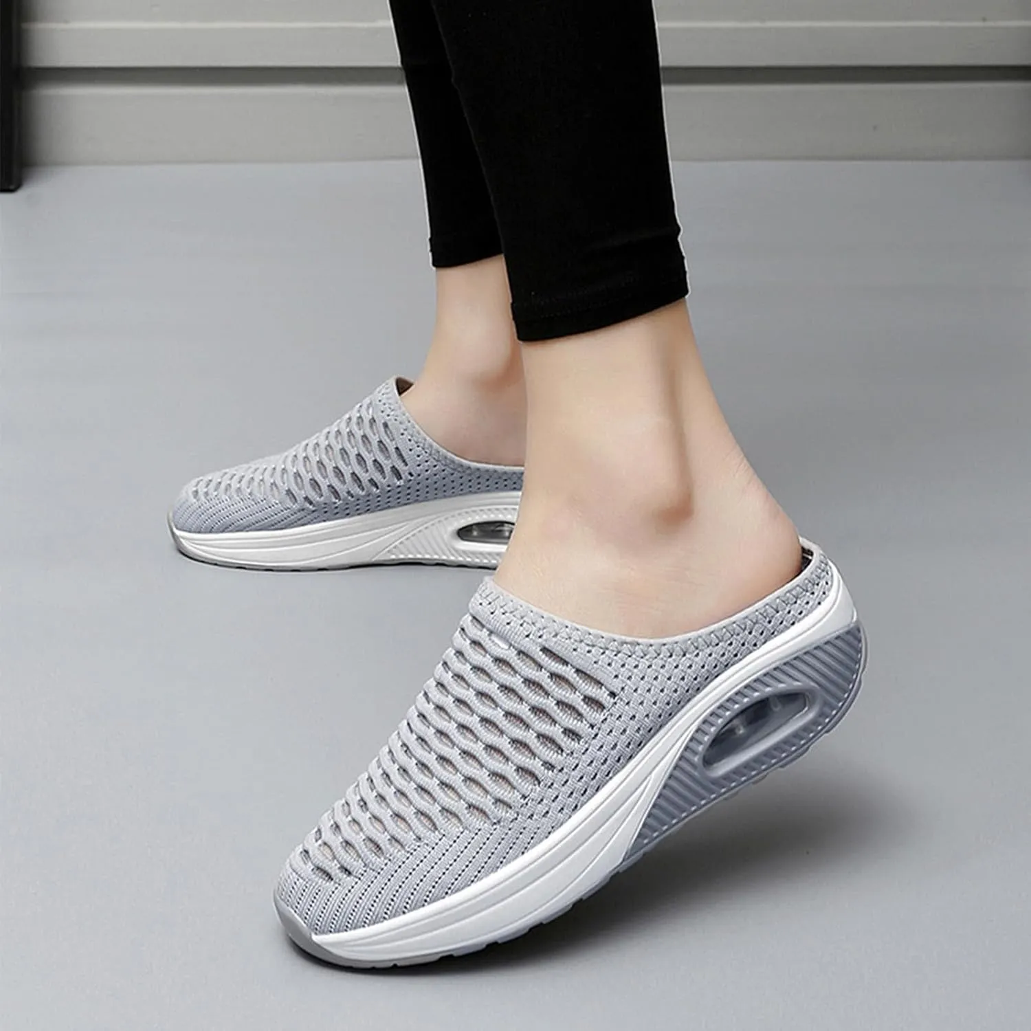 Mules Clogs for Women Comfortable Orthopedic Slip On Sneaker Sandals Womens Air Cushion Platform Mesh Mules Clogs Lightweight Walking Sliipers Slip On Indoor Outdoor