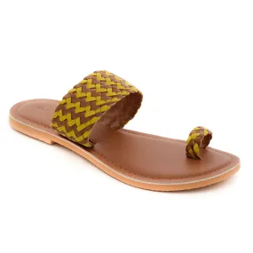 Mustard Weaved One Toe Sandal