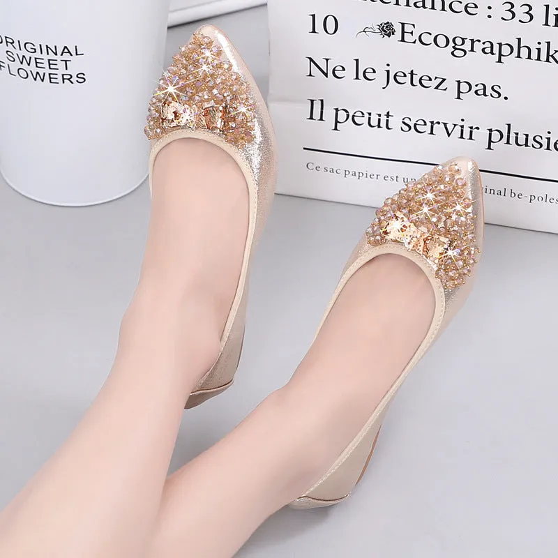 Nanccy  Casual Comfort Dressy Flats For Wedding Bling Diamonds Bridal Shoes