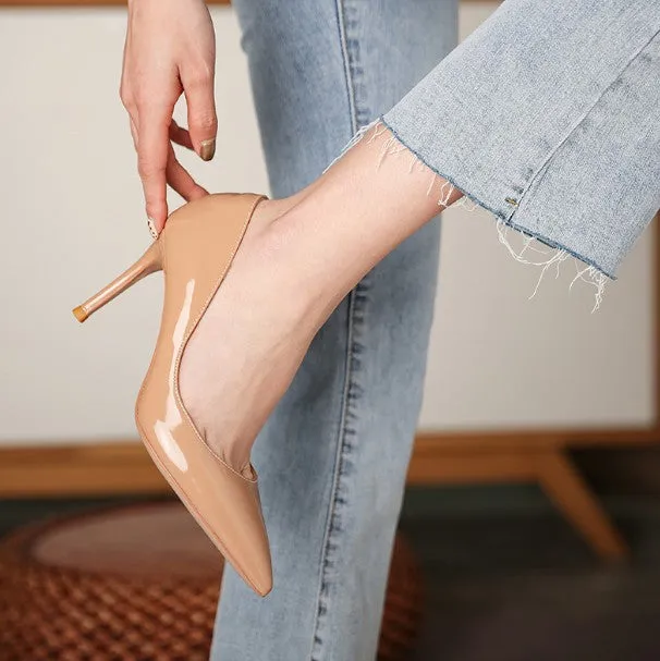 Petite Side Empty Patent Heels For Women DS172