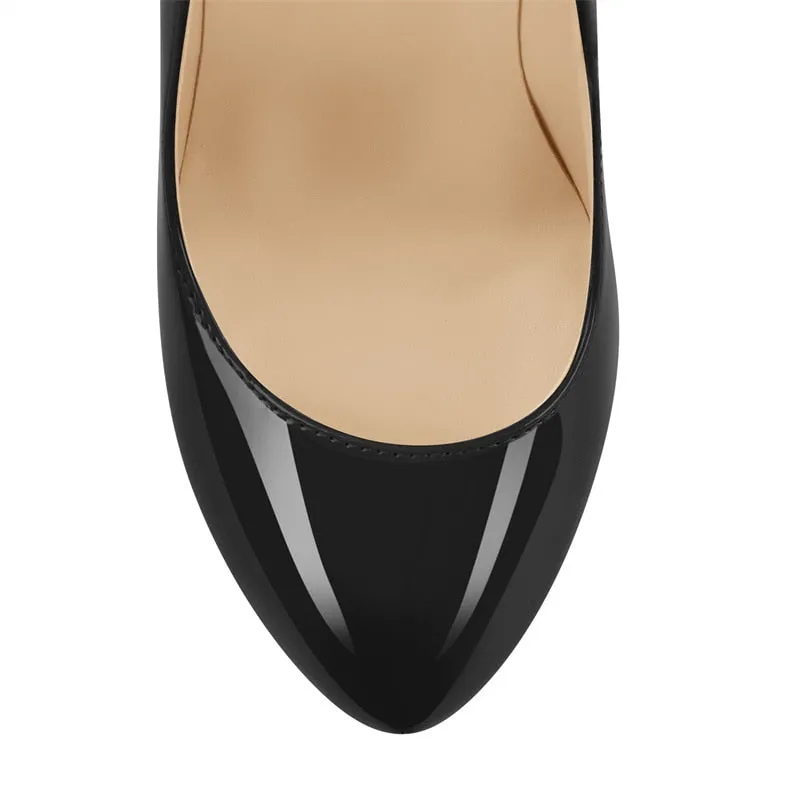 Pumps Patent Leather Slip On Metal High Heels Shoes