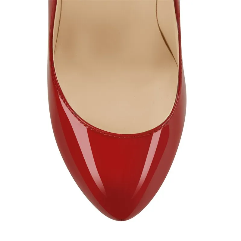 Pumps Patent Leather Slip On Metal High Heels Shoes