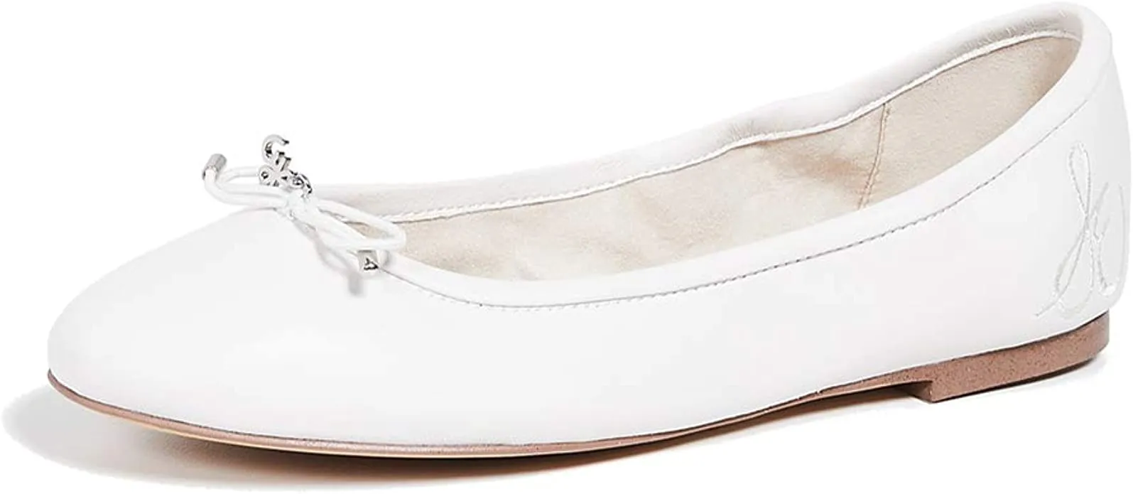 Sam Edelman Felicia Bright White Slip On Rounded Closed Toe Flexible Ballet Flat