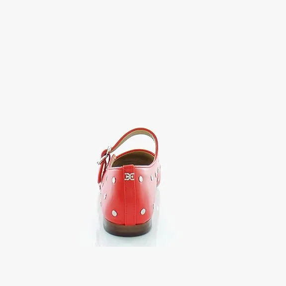 Sam Edelman Michaela Heirloom Red Studs Mary Jane Ankle Strap Squared Toe Flats