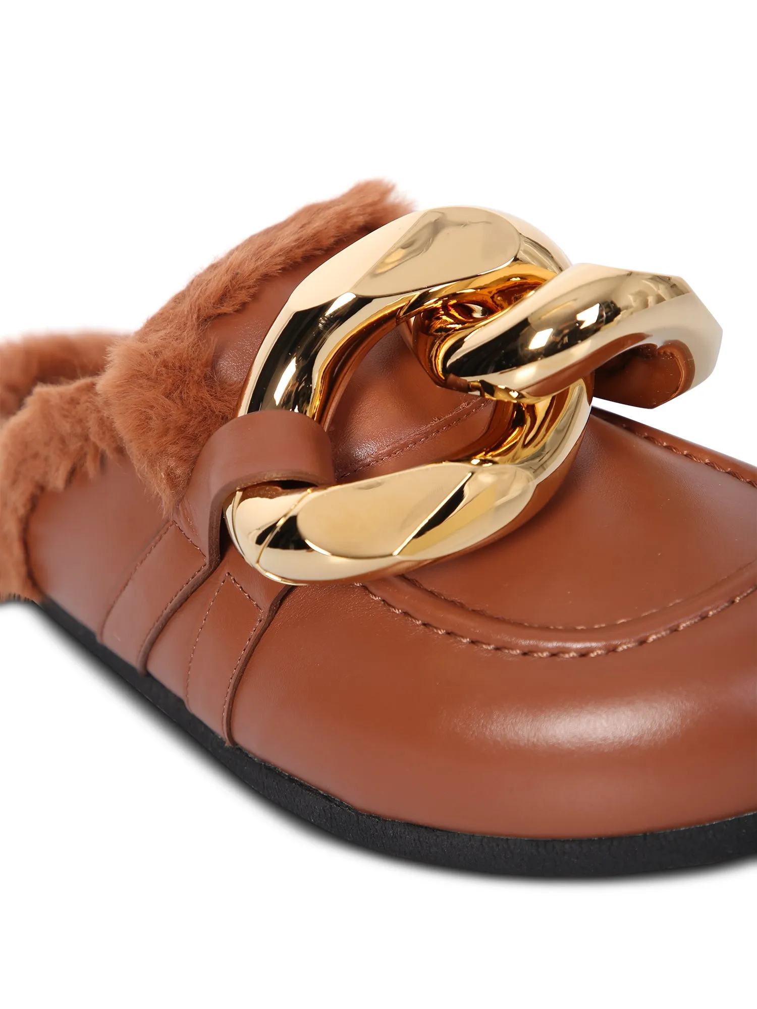 Shearling chain mules