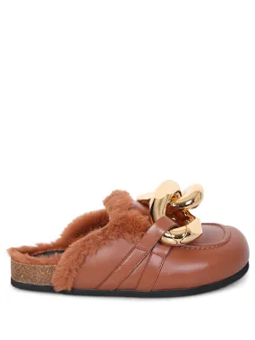 Shearling chain mules