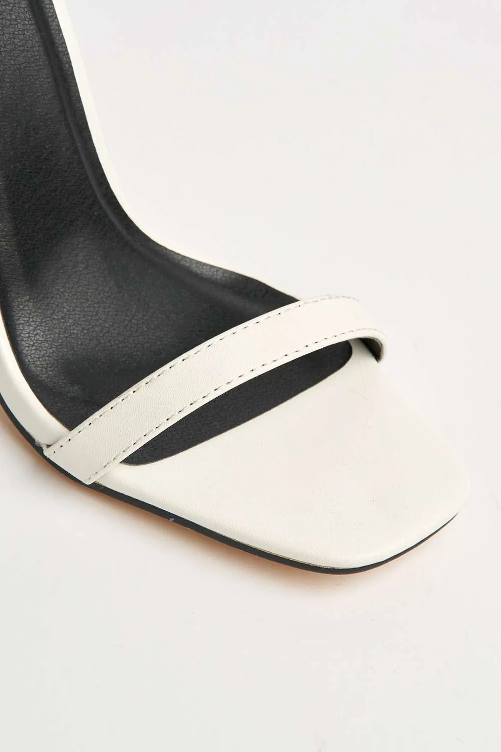 Sovia Ankle Strap Square Toe Heeled Sandals in White Matt