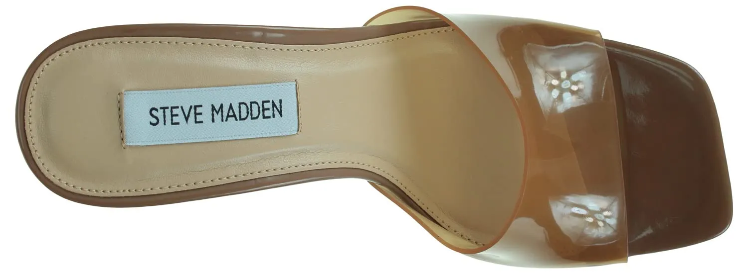 Steve Madden Signal Transparent Tan Fashion Dress Womens Open Toe Heeled Sandals
