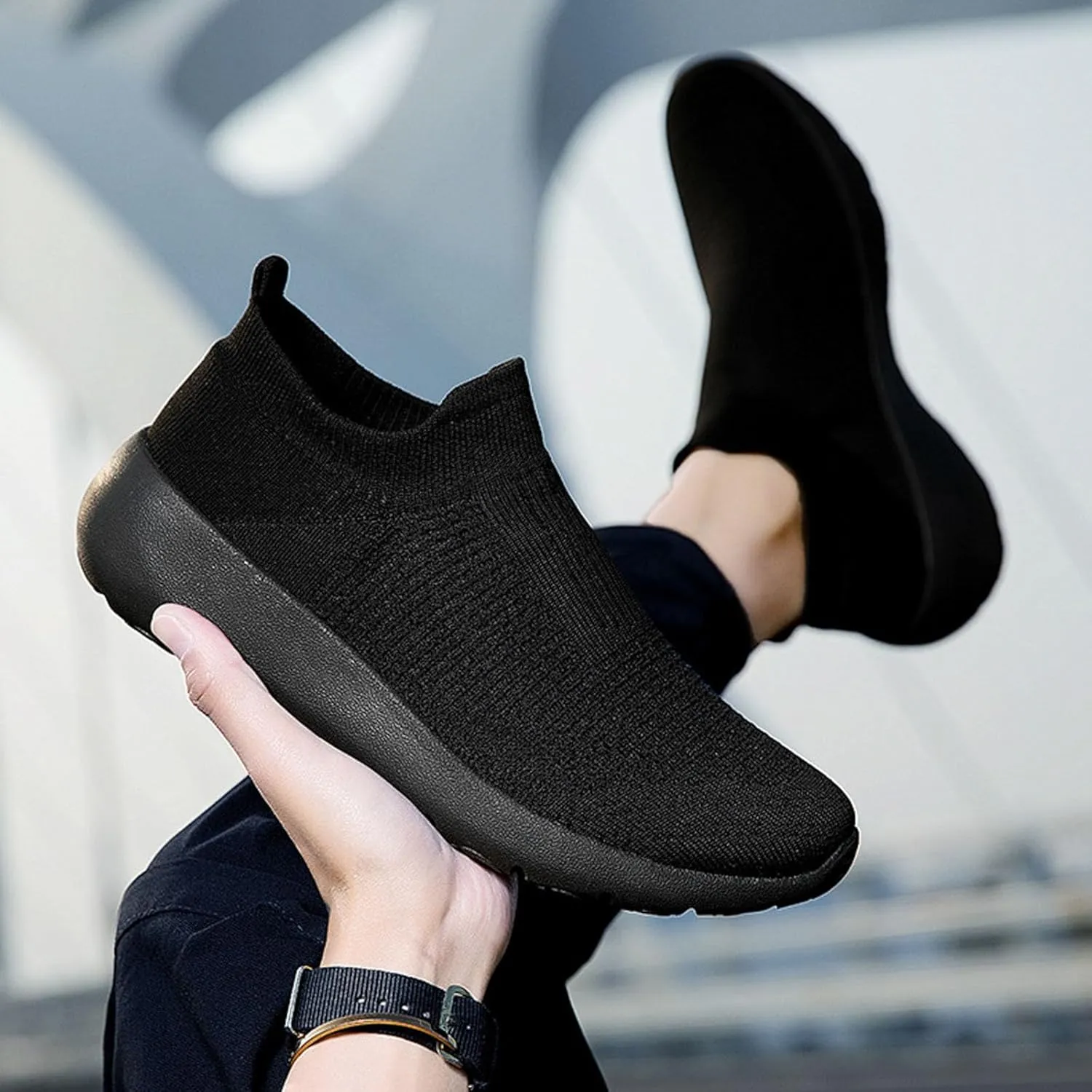 Stretch Mens Loafers & Slip-Ons Men's Fashionable Breathable Sneakers Comfortable & Light-Weight Slip On Shoes
