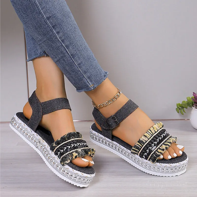 Summer Fashion Tassel Denim Sandals