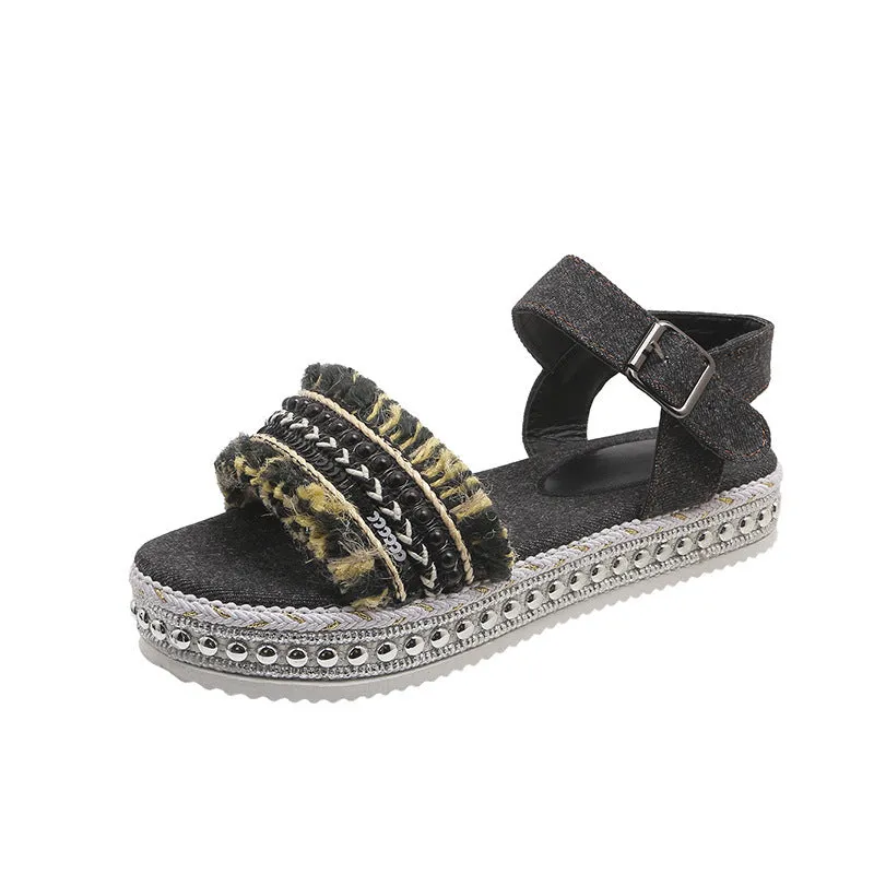 Summer Fashion Tassel Denim Sandals