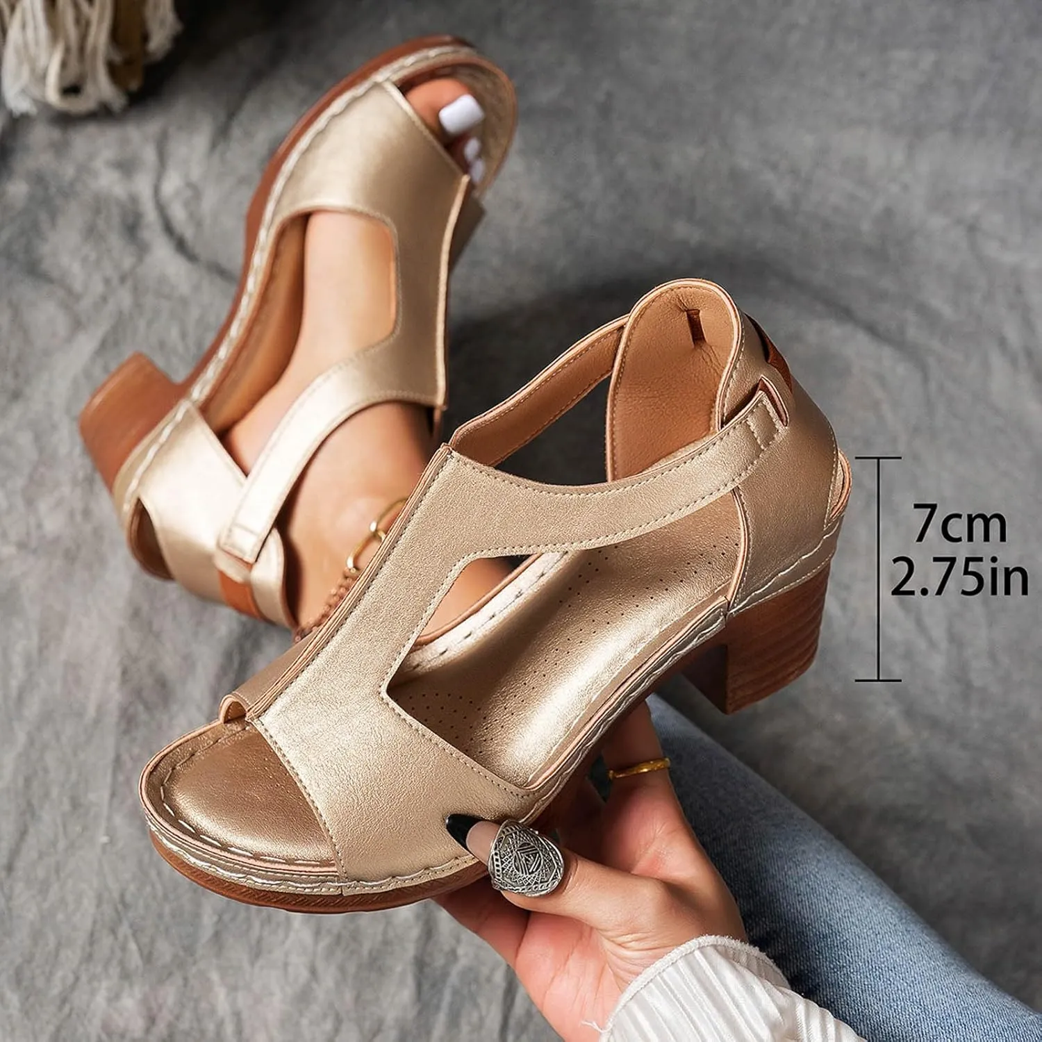 Summer Sandals for Women 2025 Dressy Comfortable Chunky Heels Open Toe Ankle Strap Low Heel Sandals Casual Slip On Block Heels Dress Shoes for Work Dating Party