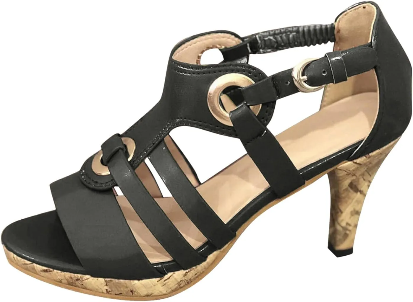 Summer Sandals for Women 2025 Women's Gladiator Sandal Strappy Hollow Out Stiletto Heels Open Toe Ankle Strap Dressy Pumps Heeled Bohemian Party Shoes
