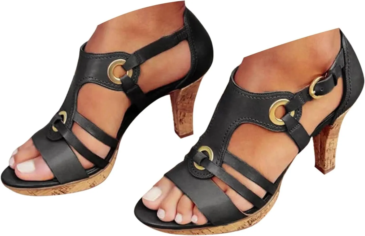 Summer Sandals for Women 2025 Women's Gladiator Sandal Strappy Hollow Out Stiletto Heels Open Toe Ankle Strap Dressy Pumps Heeled Bohemian Party Shoes