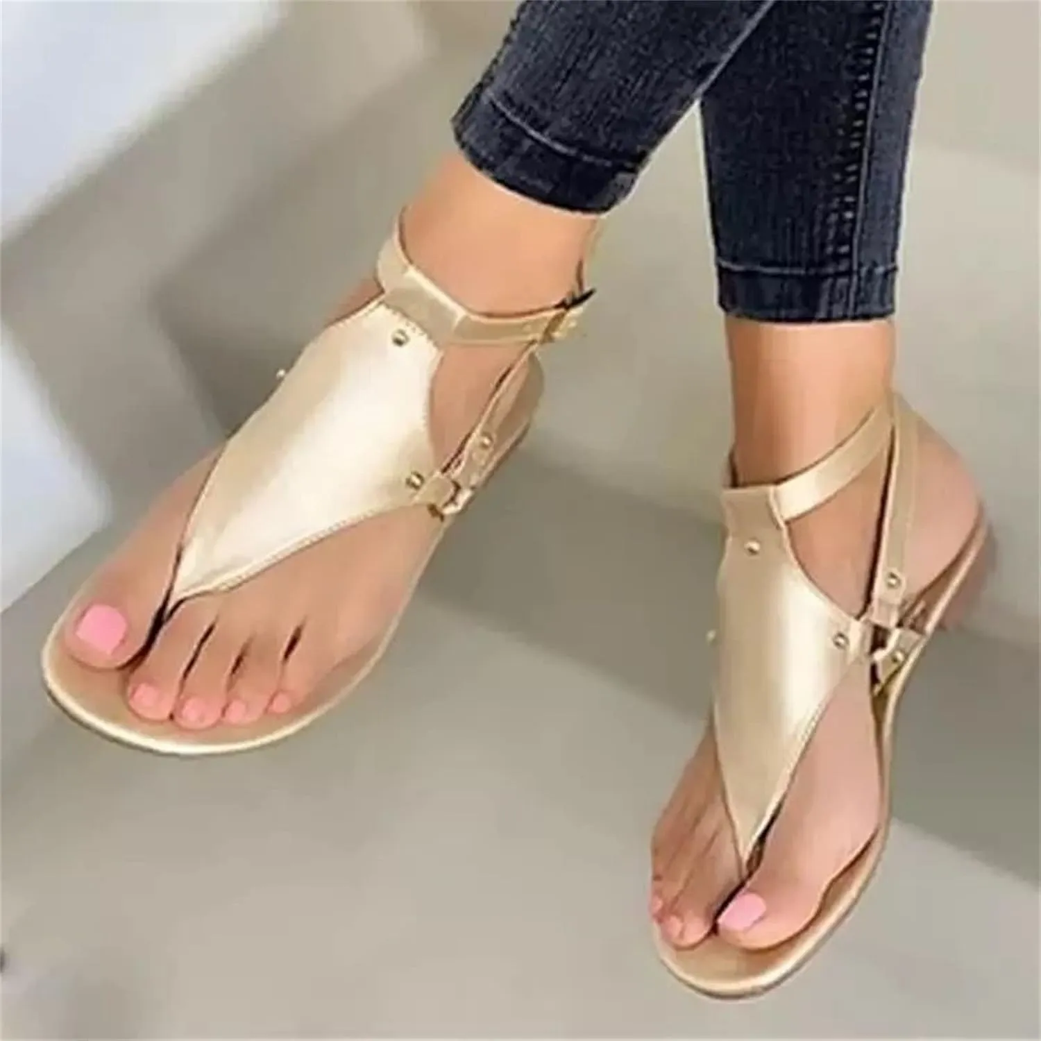 Summer Sandals For Women,Women Strappy Flat Sadals Dressy Flip-Flops Clip Toe T-Strap Gladiator Thong Beach Sandals