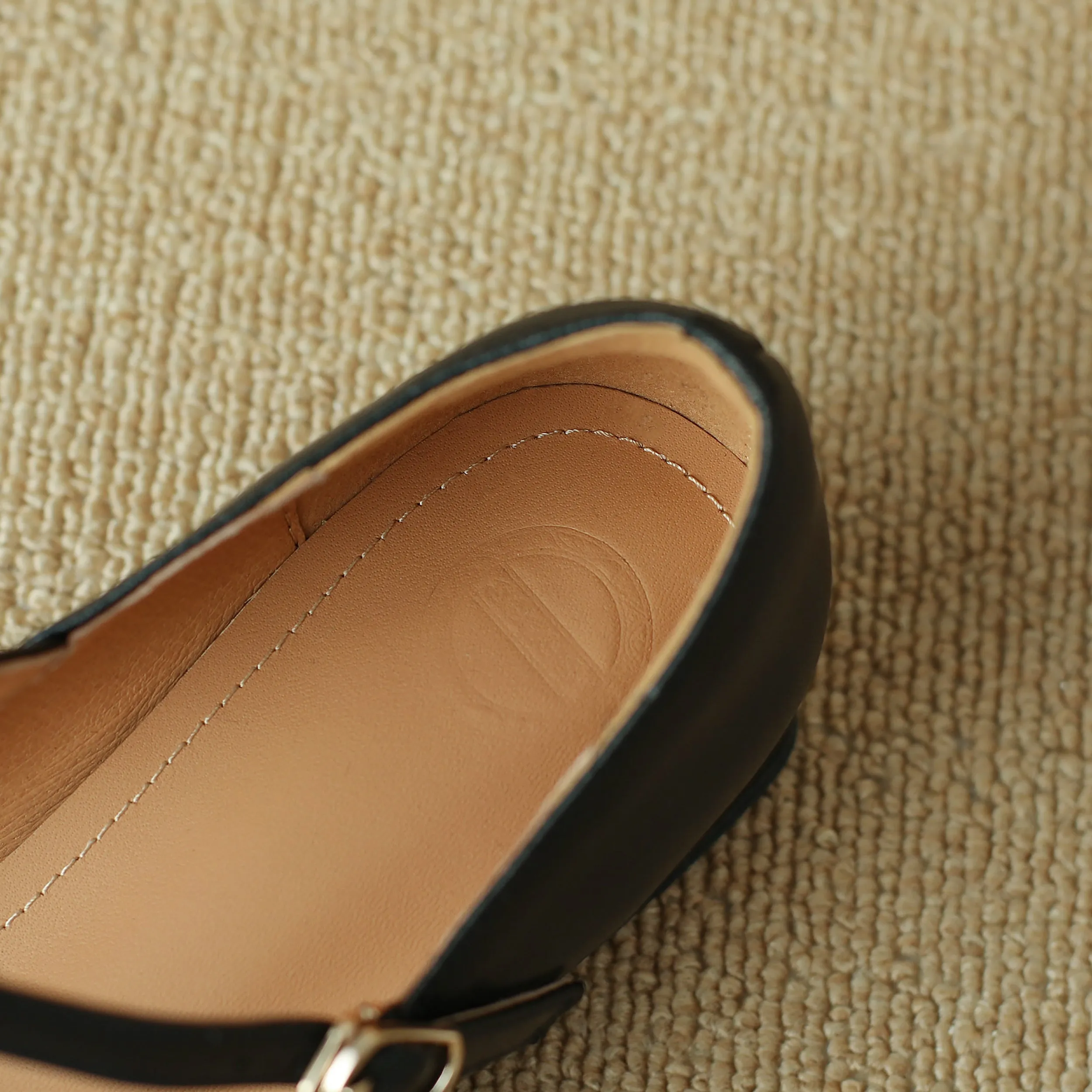 TinaCus T-Strap Buckle Women's Handmade Genuine Leather Mary Jane Flats Shoes