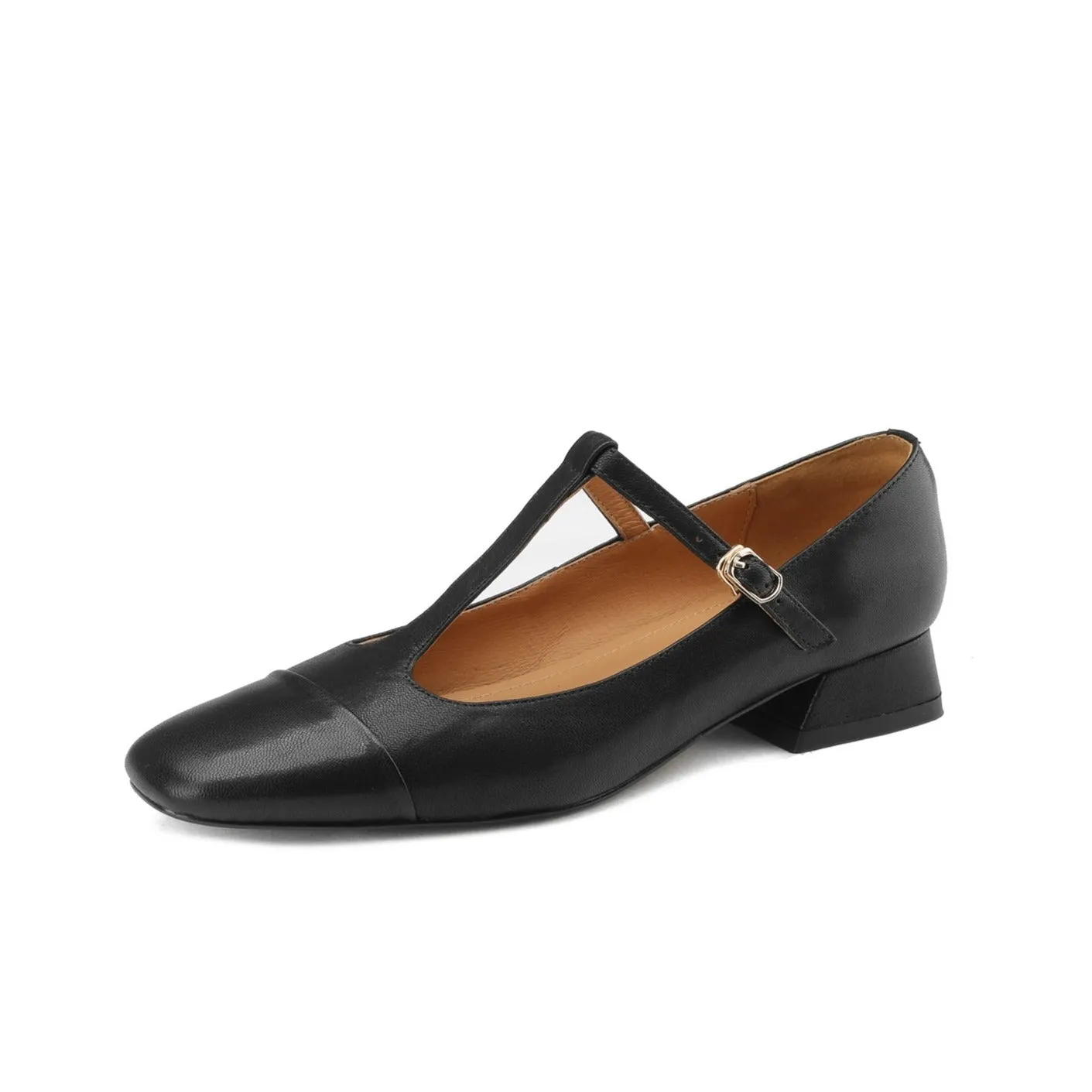 TinaCus T-Strap Buckle Women's Handmade Genuine Leather Mary Jane Flats Shoes