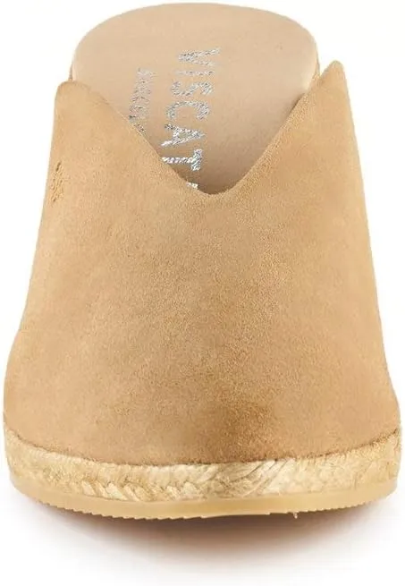 VISCATA Truja Suede Wedge Mule Handmade 2 ½” Heel Women's Sandals with Breathable Cotton Canvas and 100% Natural Jute Midsole for All Casual Occasions