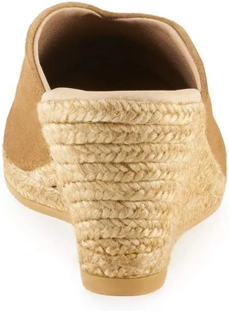 VISCATA Truja Suede Wedge Mule Handmade 2 ½” Heel Women's Sandals with Breathable Cotton Canvas and 100% Natural Jute Midsole for All Casual Occasions