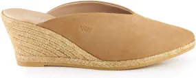 VISCATA Truja Suede Wedge Mule Handmade 2 ½” Heel Women's Sandals with Breathable Cotton Canvas and 100% Natural Jute Midsole for All Casual Occasions