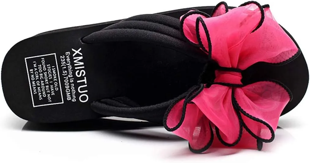 VOKLIN Women's Fashion Bohemian Bowknot Wedge Flipflops Sandals Comfort Nonslip Platform Summer Beach Sandal