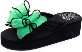 VOKLIN Women's Fashion Bohemian Bowknot Wedge Flipflops Sandals Comfort Nonslip Platform Summer Beach Sandal
