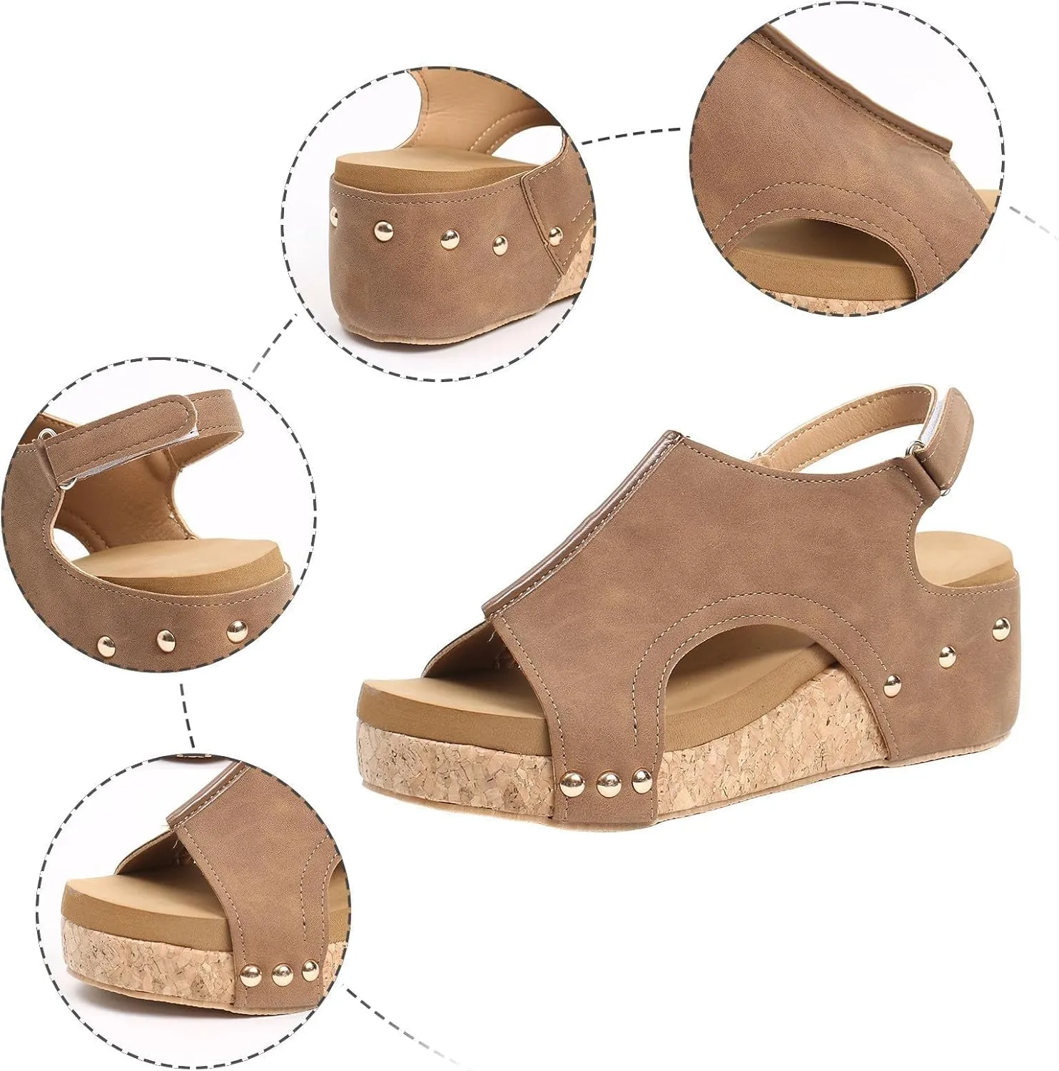 Wedge Sandals for Women,Platform Wedge Sandals Women,Open Toe Buckle Ankle Strap Espadrilles Flatform Wedge Sandal Dressy High Heeled Wedges Comfortable Casual Ladies Boho Beach Shoes Summer Vacation