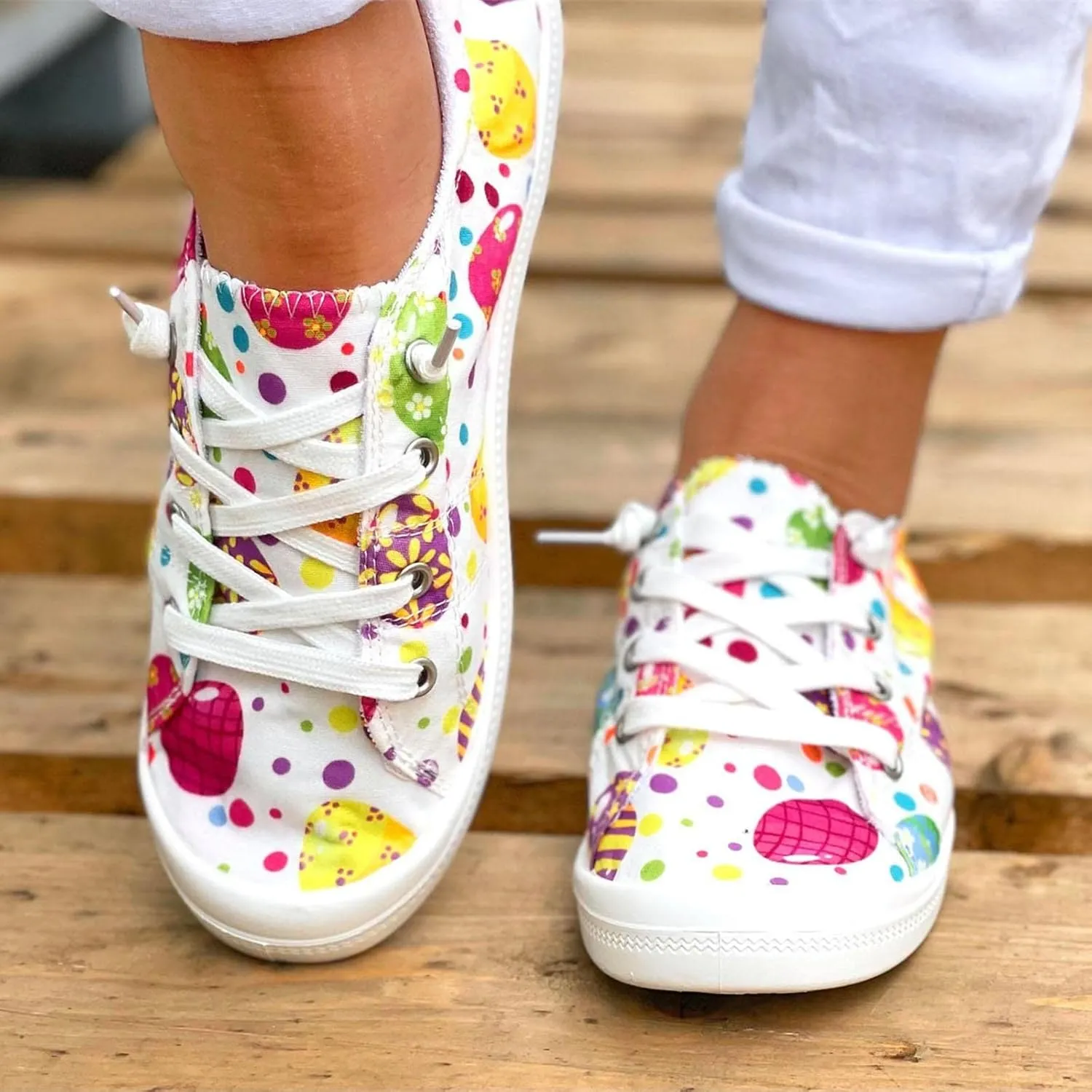 Women Fashion Casual Sneakers Canvas Lace-Up Loafers Lightweight Ladies Shoes Flat Soft Soled Comfortable Shoes Comfort
