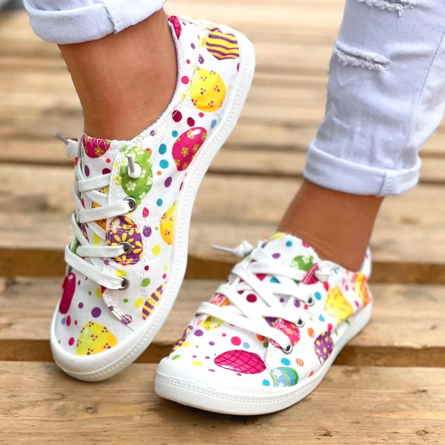 Women Fashion Casual Sneakers Canvas Lace-Up Loafers Lightweight Ladies Shoes Flat Soft Soled Comfortable Shoes Comfort