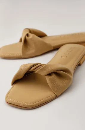 Women Slippers -  Flat Sandals - BEIGE (WAFF23W-1009 BEIGE)