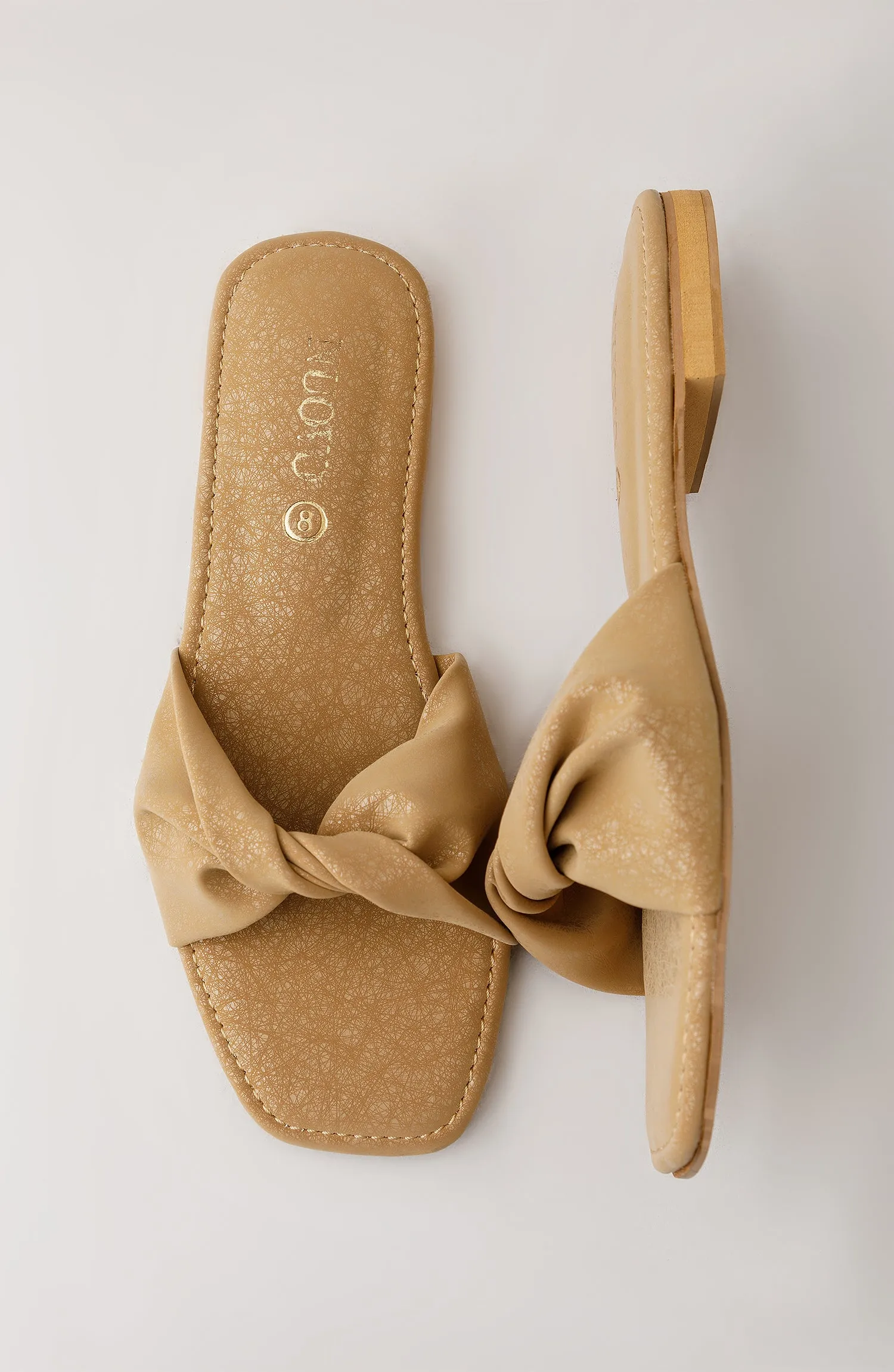 Women Slippers -  Flat Sandals - BEIGE (WAFF23W-1009 BEIGE)