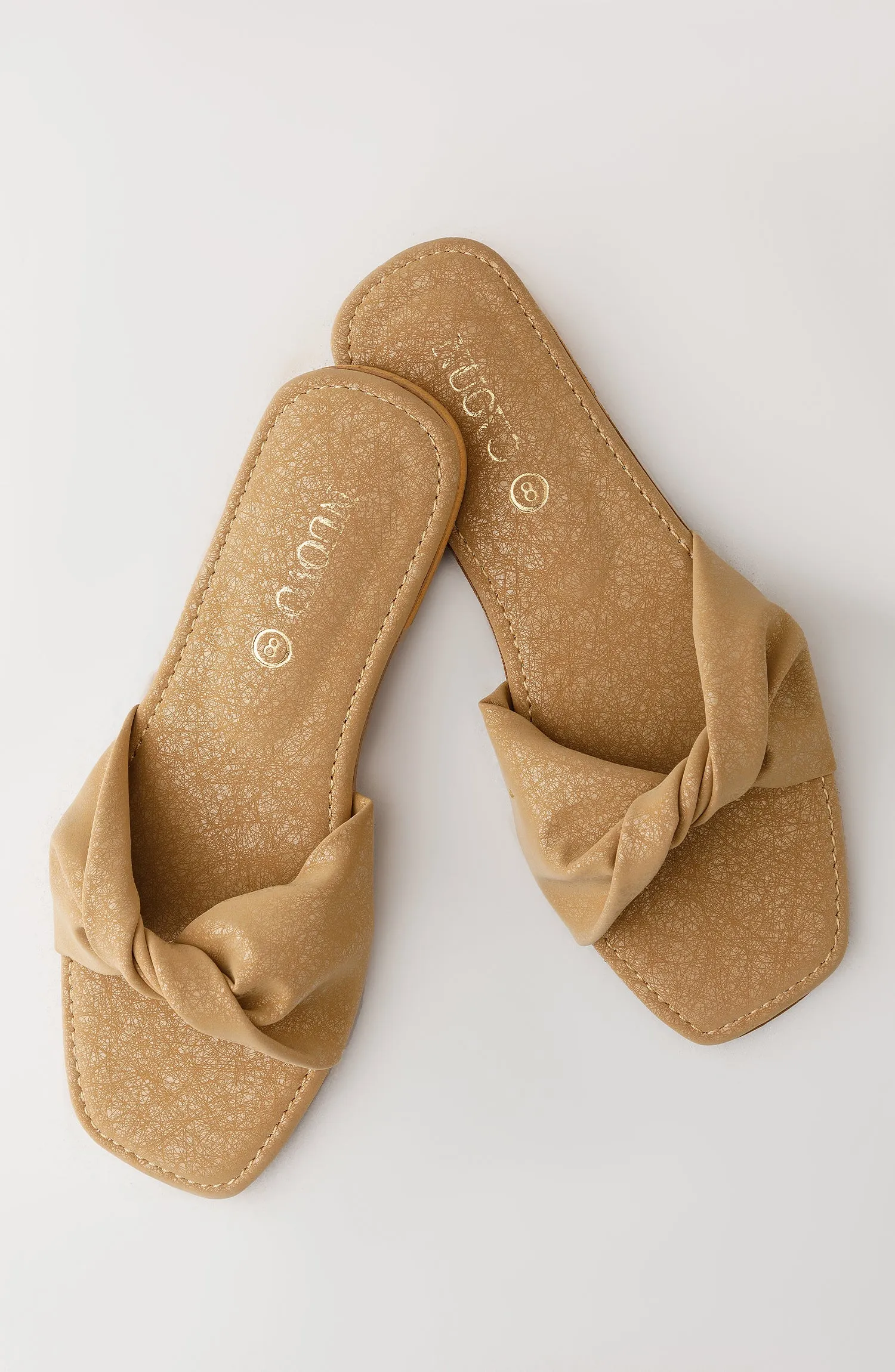 Women Slippers -  Flat Sandals - BEIGE (WAFF23W-1009 BEIGE)